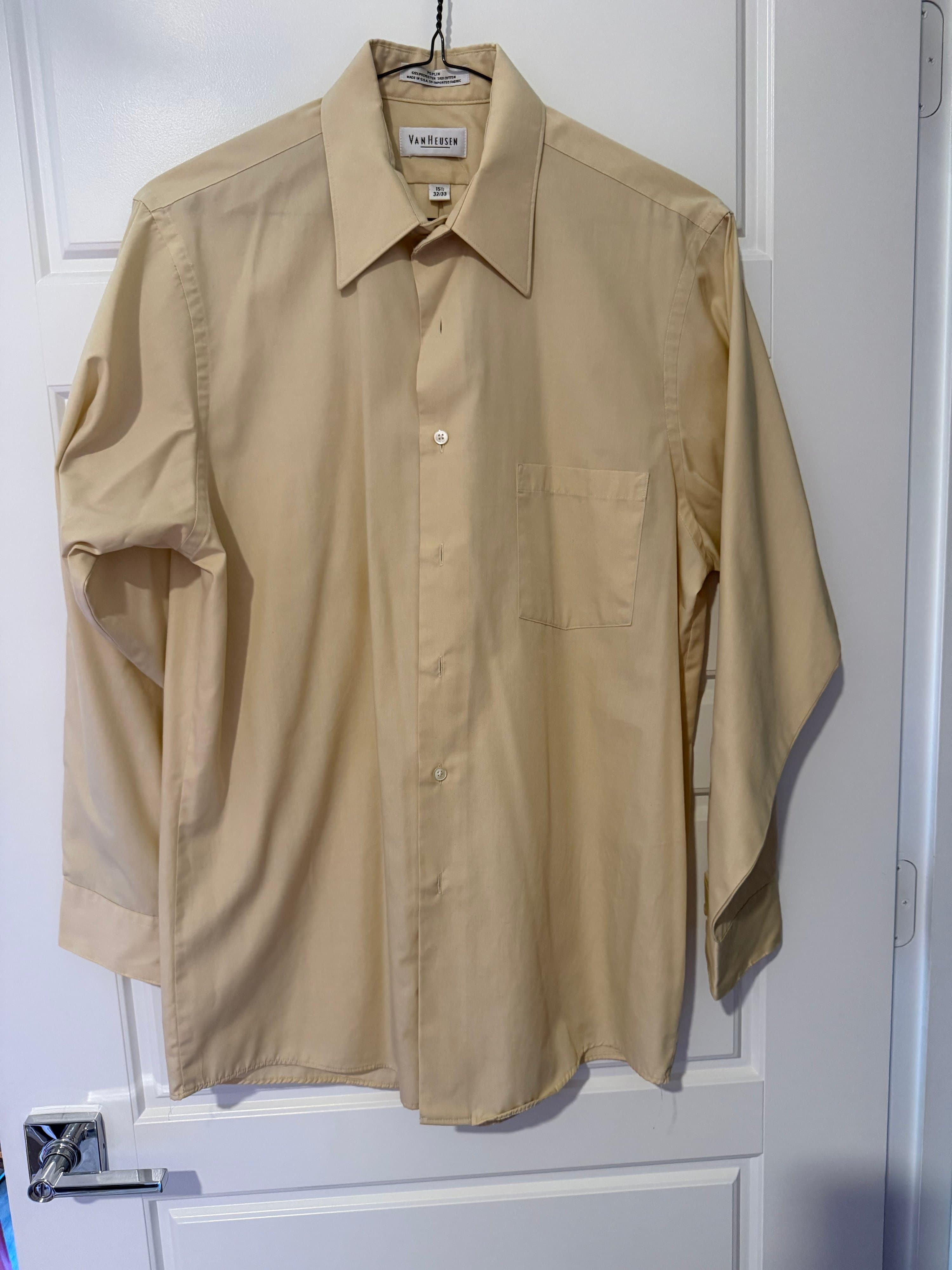 Van Heusen Men's Dress Shirt Beige 15.5 32/33