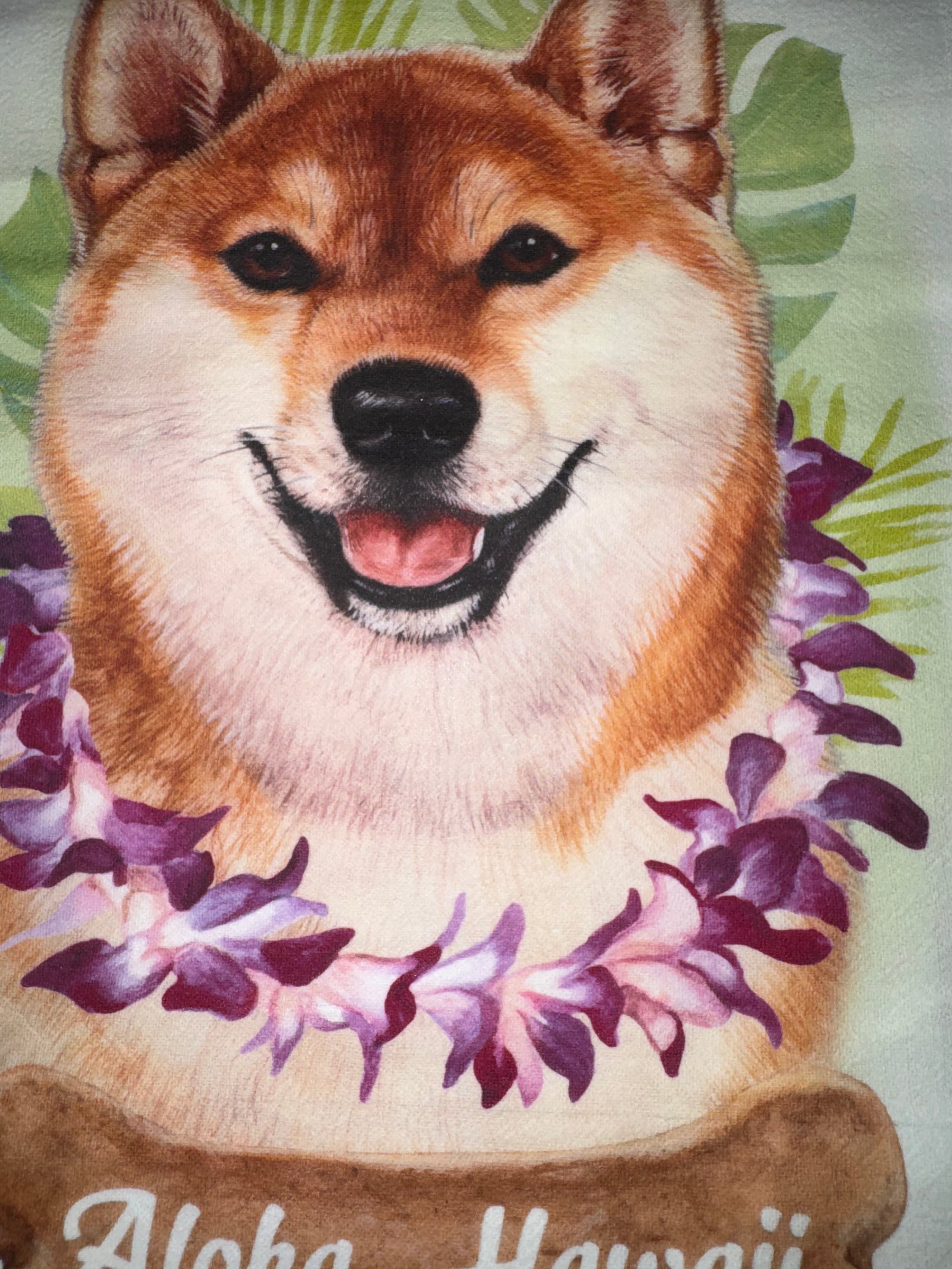 Flour Sack Kitchen Towel 28x29 Aloha Hawaii Dog Design