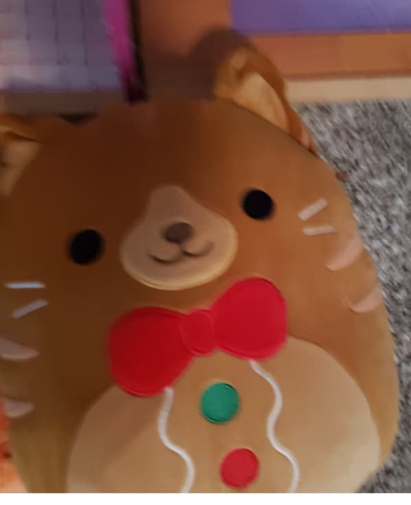 Squishmallow Gingerbread Bear Plush Toy with Bow