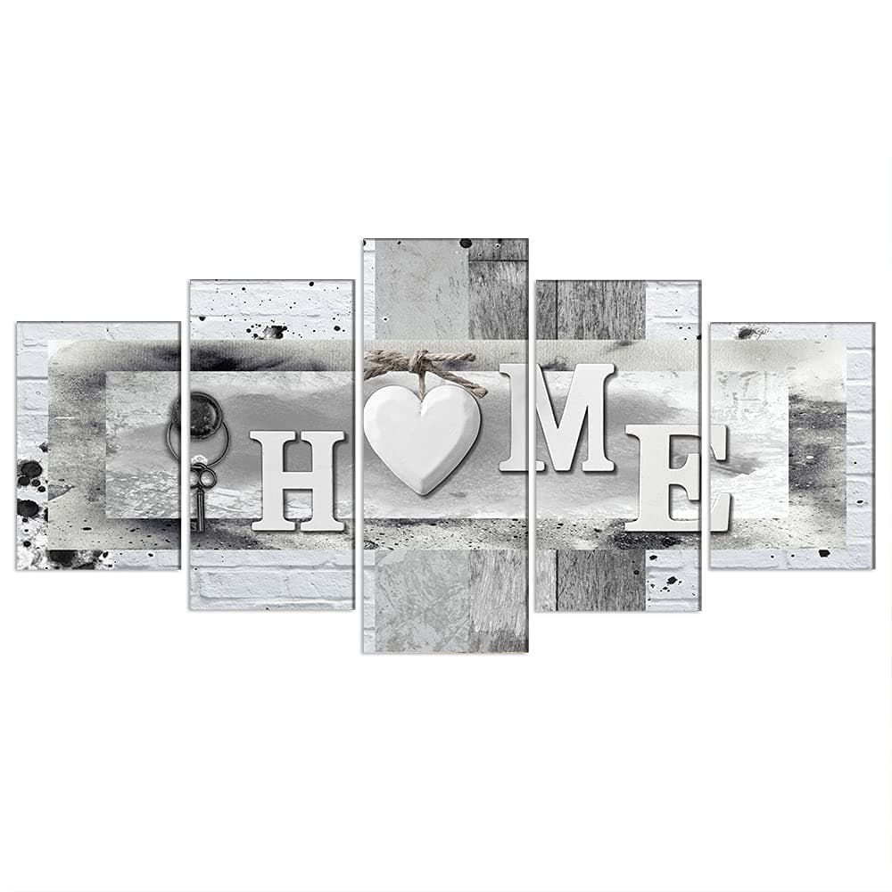 Grey Home Wall Art 5-Piece Canvas Set (Oversize 60x30inch)