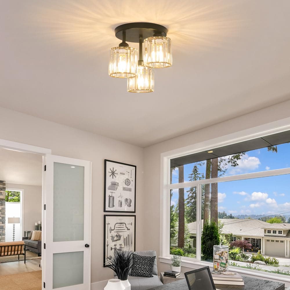 Modern Black Crystal Ceiling Light Fixture