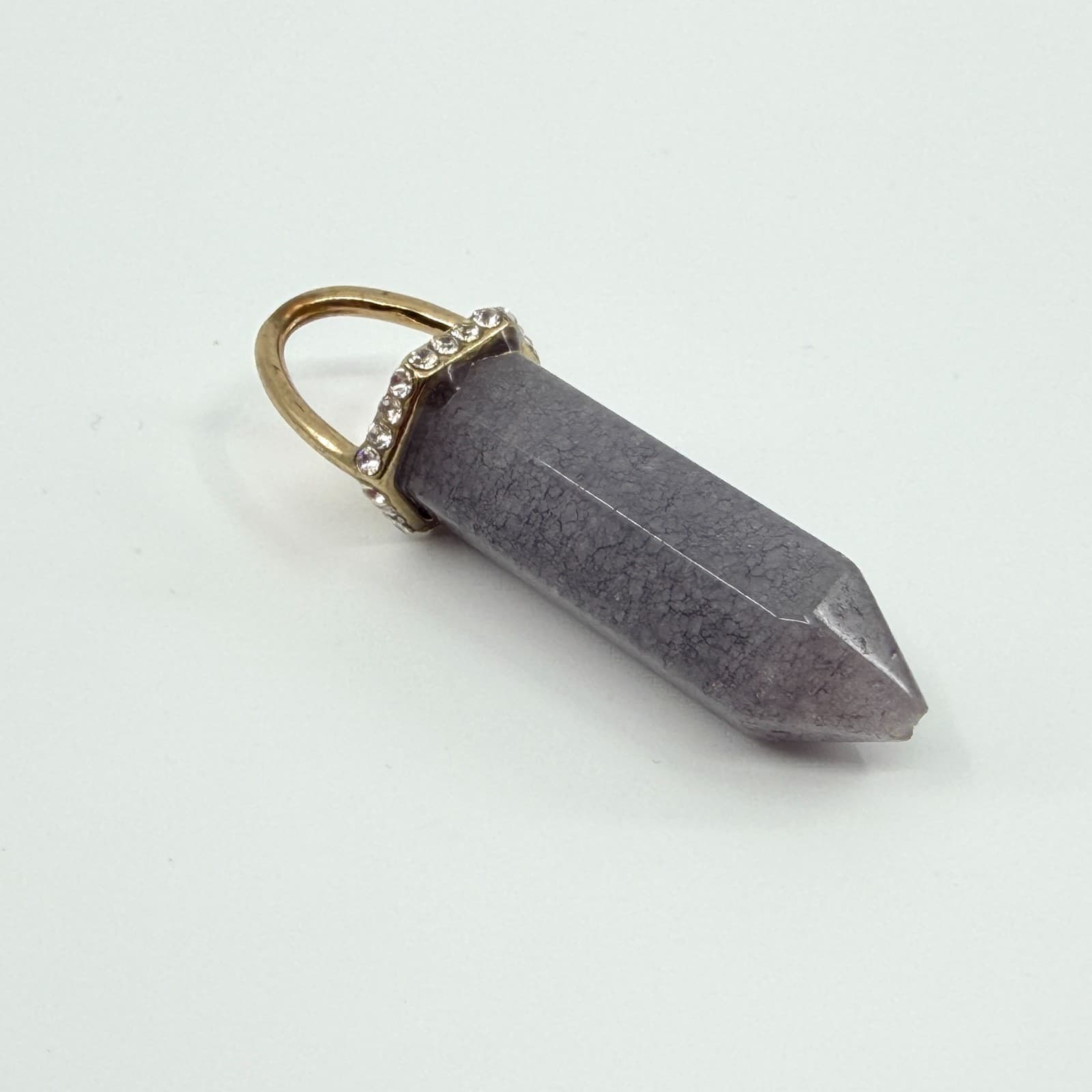 Vintage Gold Tone Purple Stone Point Pendant Rhinestone Boho Statement Retro Y2K
