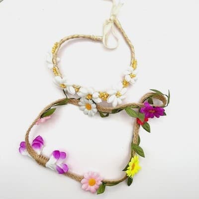 Vintage 80s Set Boohoo Daisy Flower Crown Headbands Beach Party Festival Jewelry