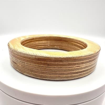 Vintage 70s Laminated Wood Bangle Bracelet Natural Tone Organic Boho Jewelry