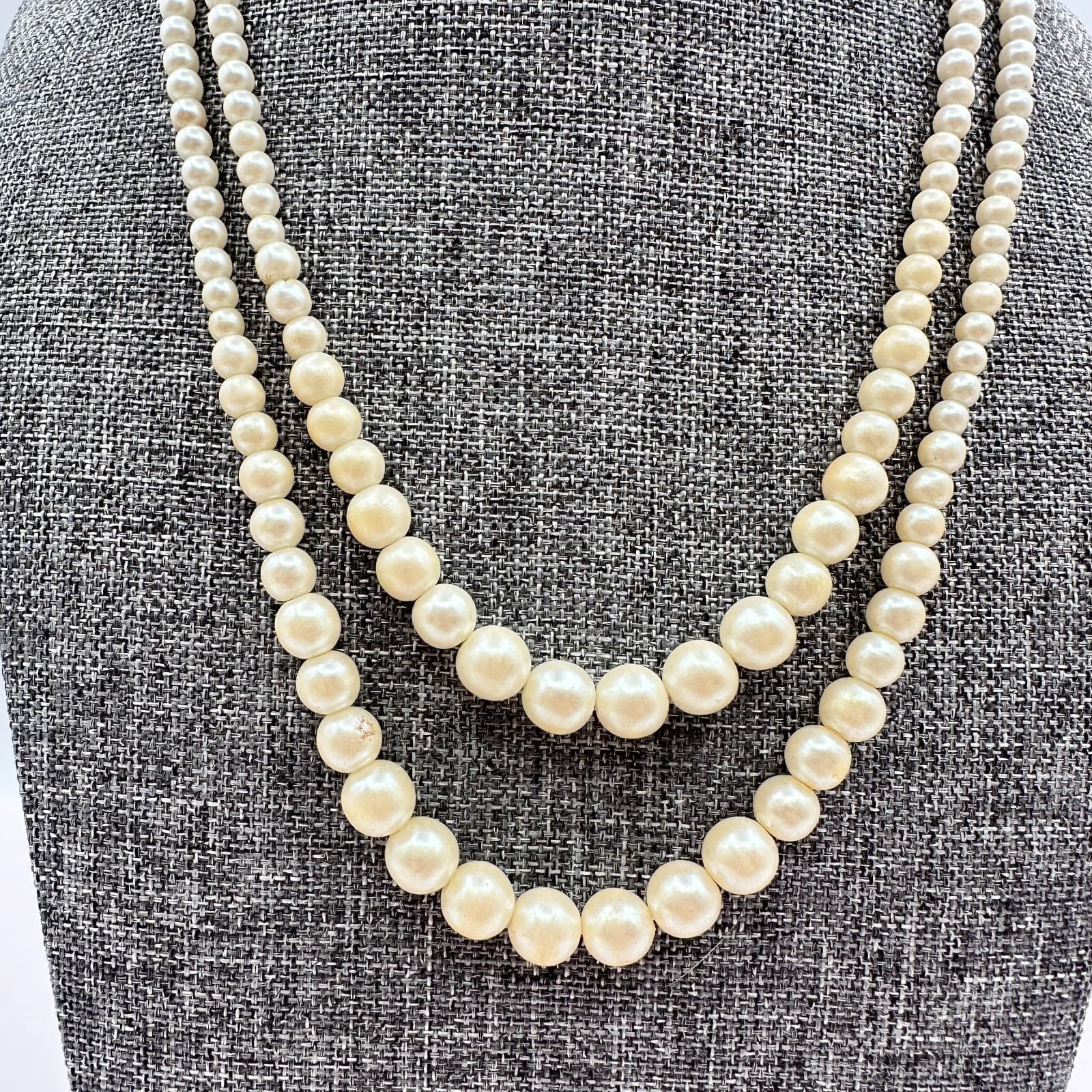 Vintage 90s Avon Double Strand Faux Pearl Necklace Creamy White Women's Jewelry