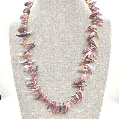 Vintage Y2K Purple Shell Necklace Set Boho Mother of Pearl Heishi Beaded Jewelry