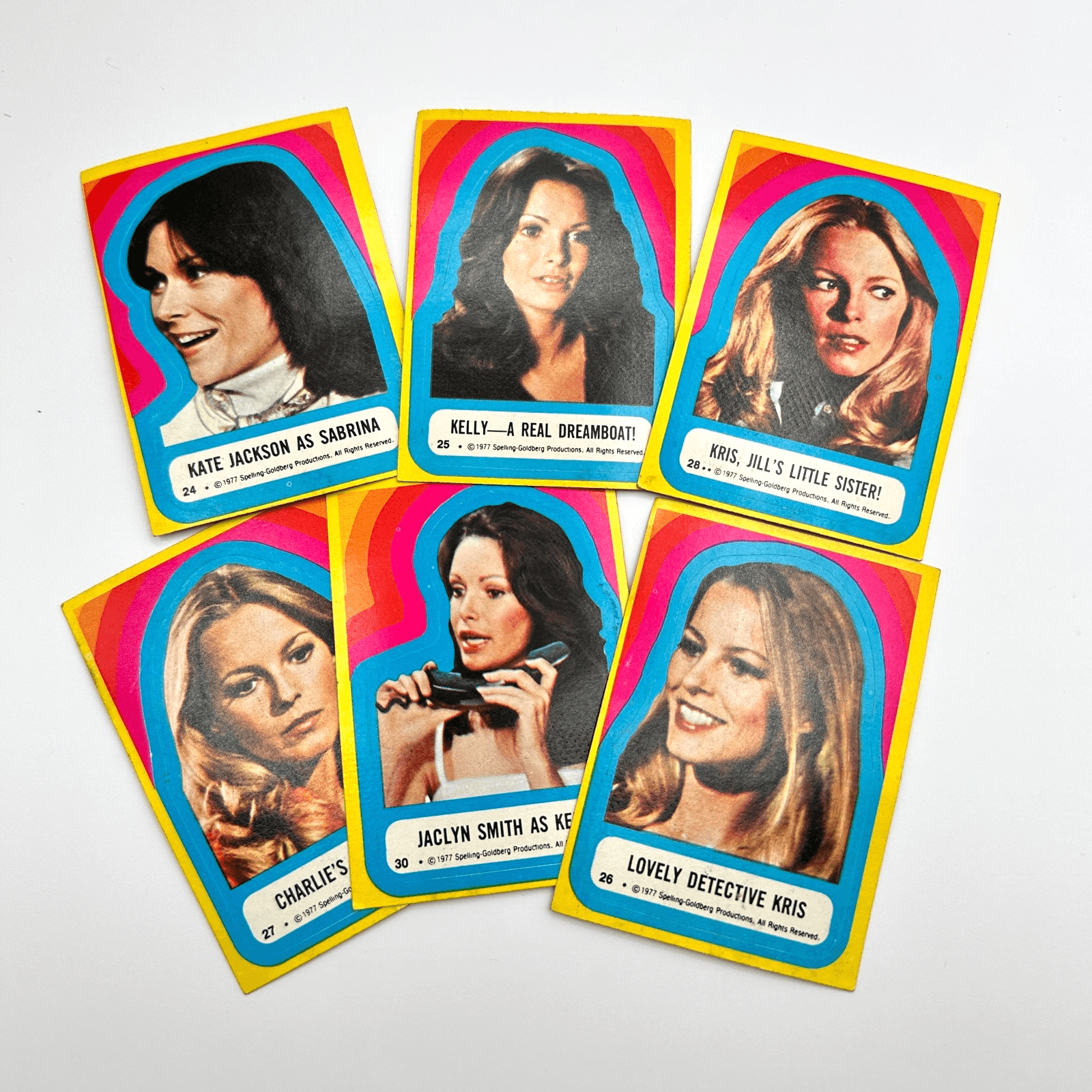 Vintage 1977 Charlies Angels Trading Cards Set of 6 Kate Jackson Jaclyn Smith