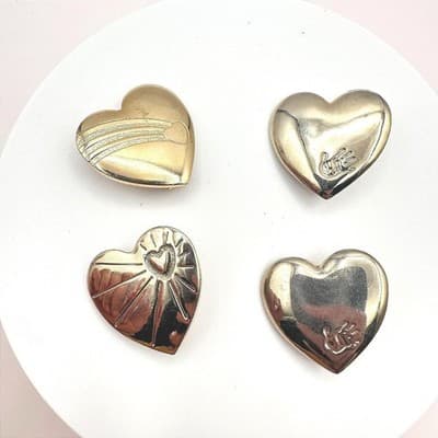 Vintage 90s Variety Club Gold Tone Heart Brooch Pin Set Shooting Star Sunburst
