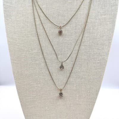 Vintage 90s Gold Tone Multi Stand Snake Chain Necklace Glass Rhinestone Jewelry