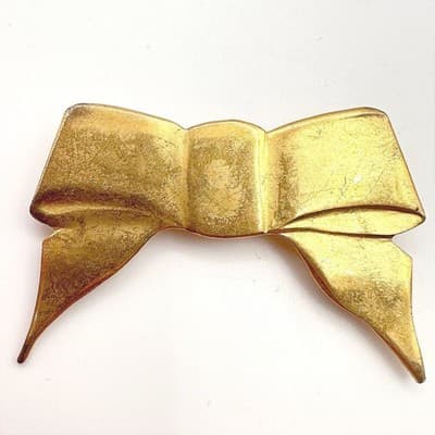 Vintage Y2K Gold Tone Ribbon Bow Brooch Pin Retro Women's Classic Jewelry