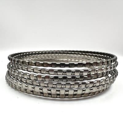 Vintage 80s 90s Silver Tone Textured Bangles Set Stackable Metal Fashion Jewelry