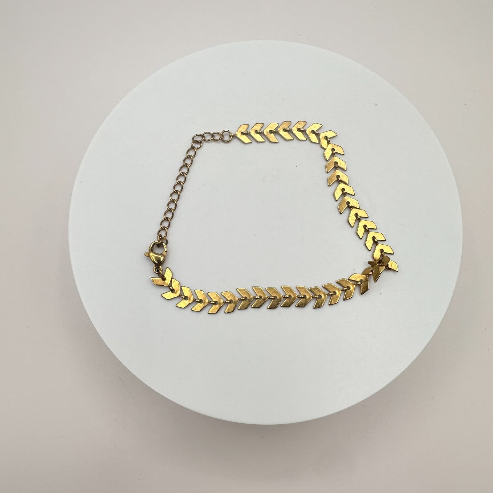 Vintage Y2K Gold Tone Chevron Herringbone Link Bracelet Boho Women's Jewelry