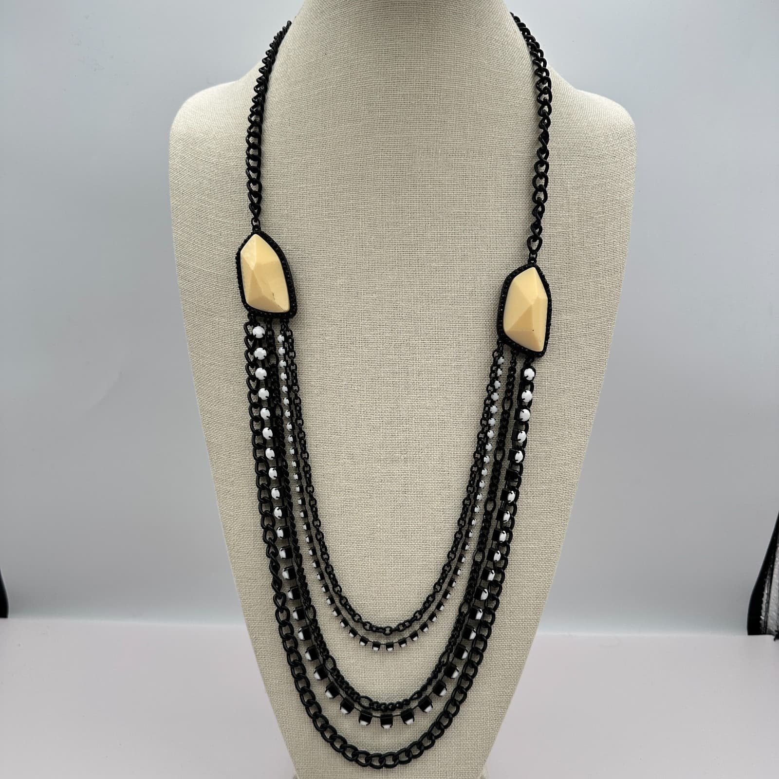 Vintage Y2K Multi Strand Chain Rhinestone Necklace Women's Classic Jewelry