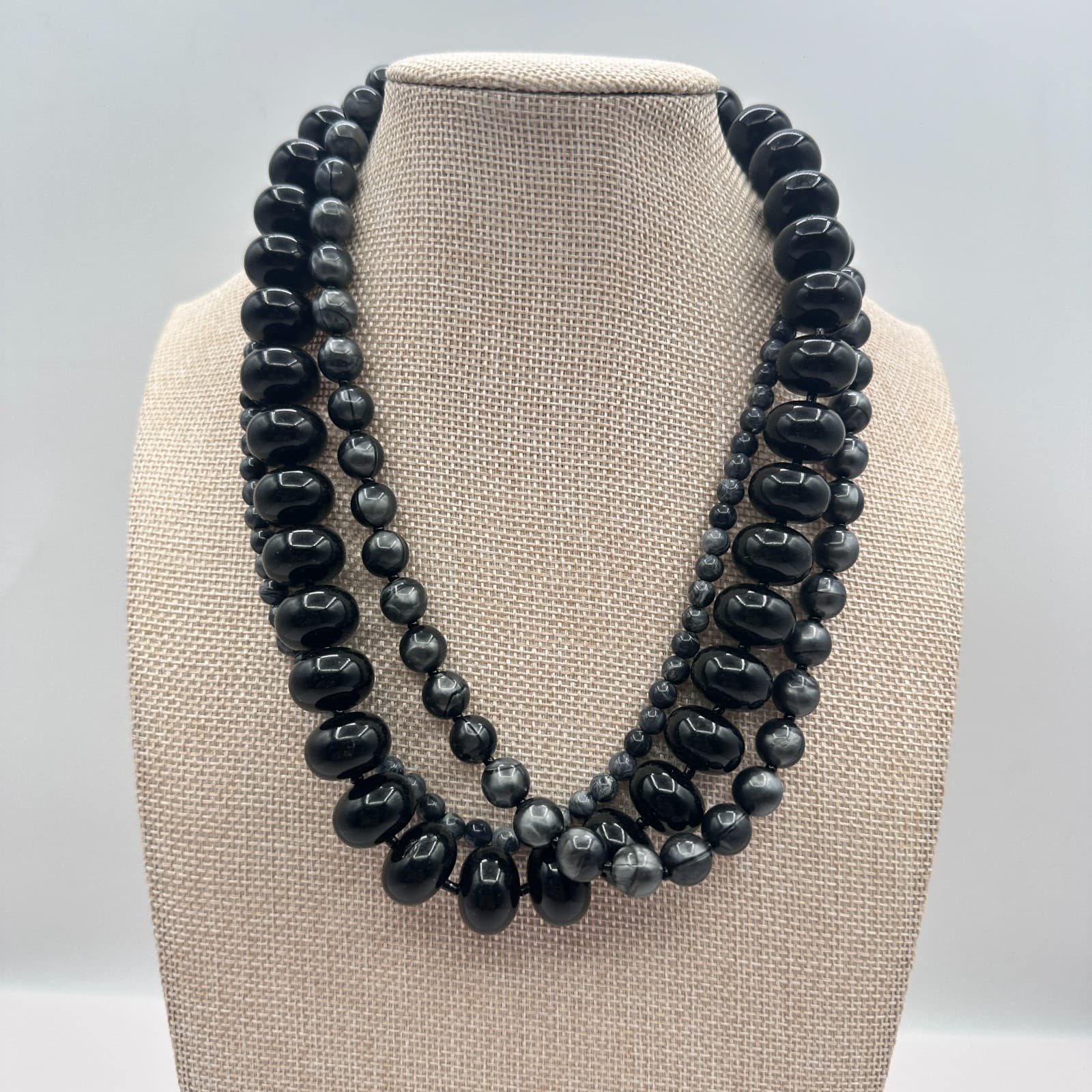 Vintage 90s Multi-Strand Beaded Statement Necklace Boho Women's Classic Jewelry