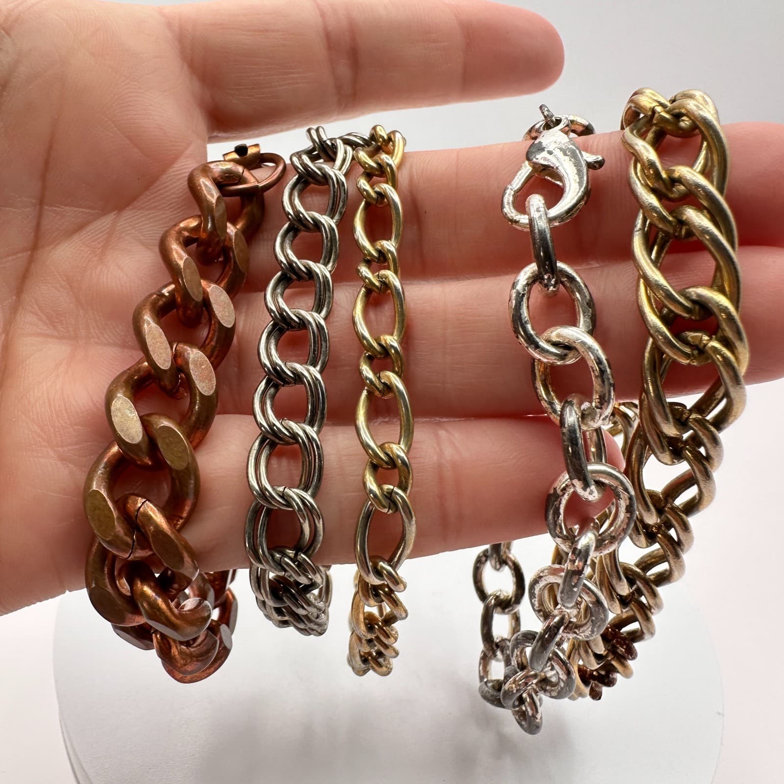 Vintage Y2K Link Chain Bracelets Set Chunky Women's Classic Fashion Jewelry