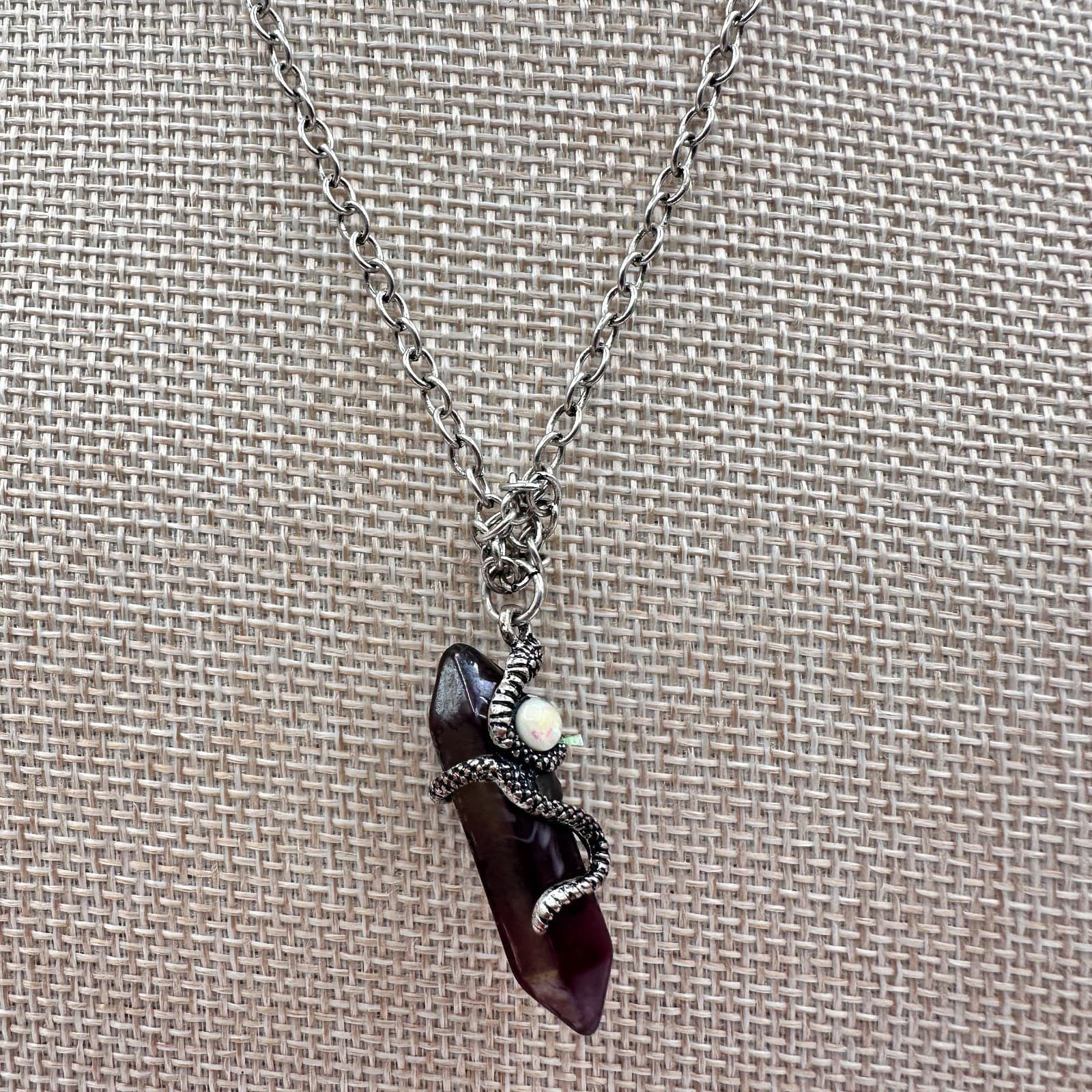Vintage 90s Snake Wrap Point Necklace Boho Silver Tone Women's Classic Jewelry