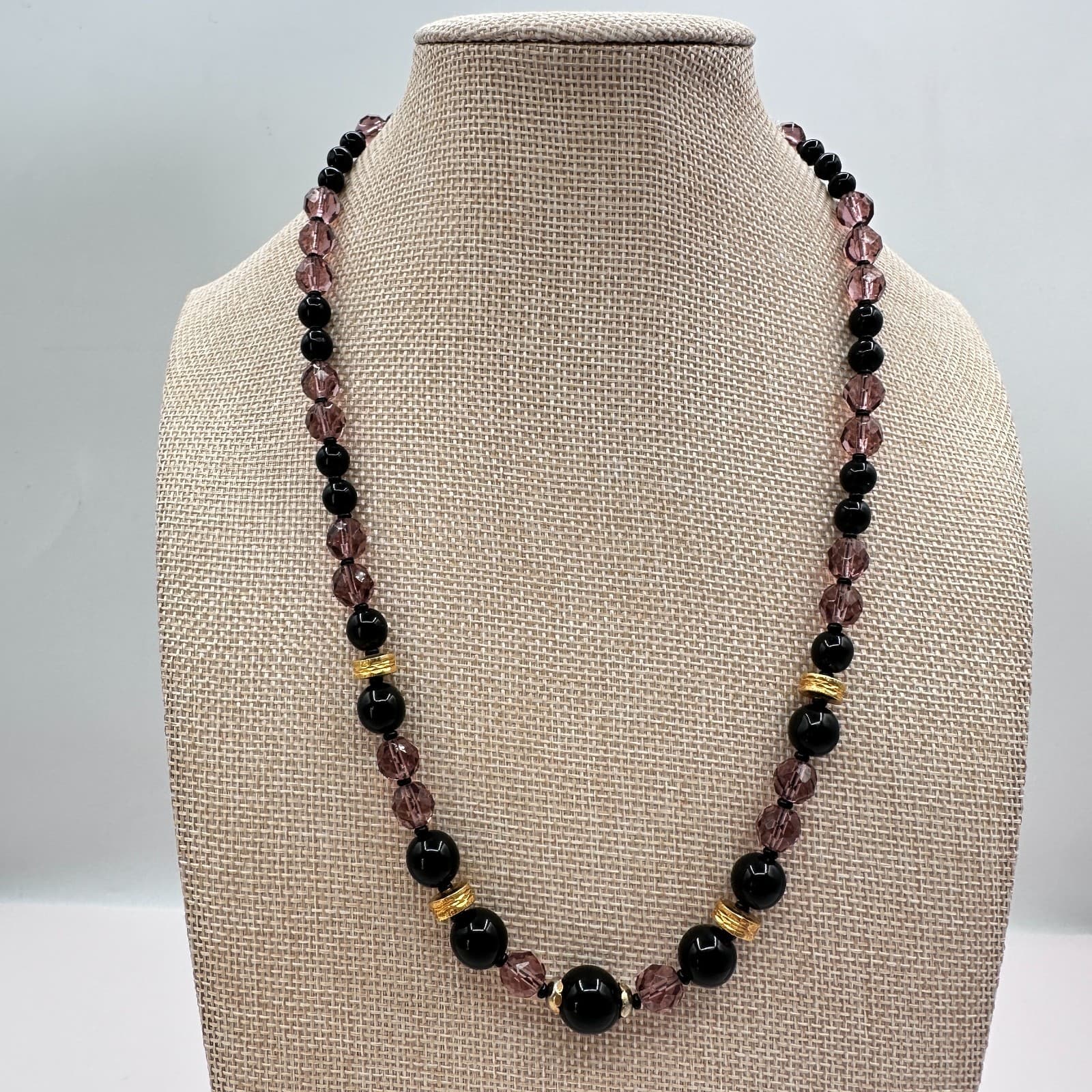 Vintage 90s Gold Tone Beaded Statement Necklace Boho Women's Classic Jewelry