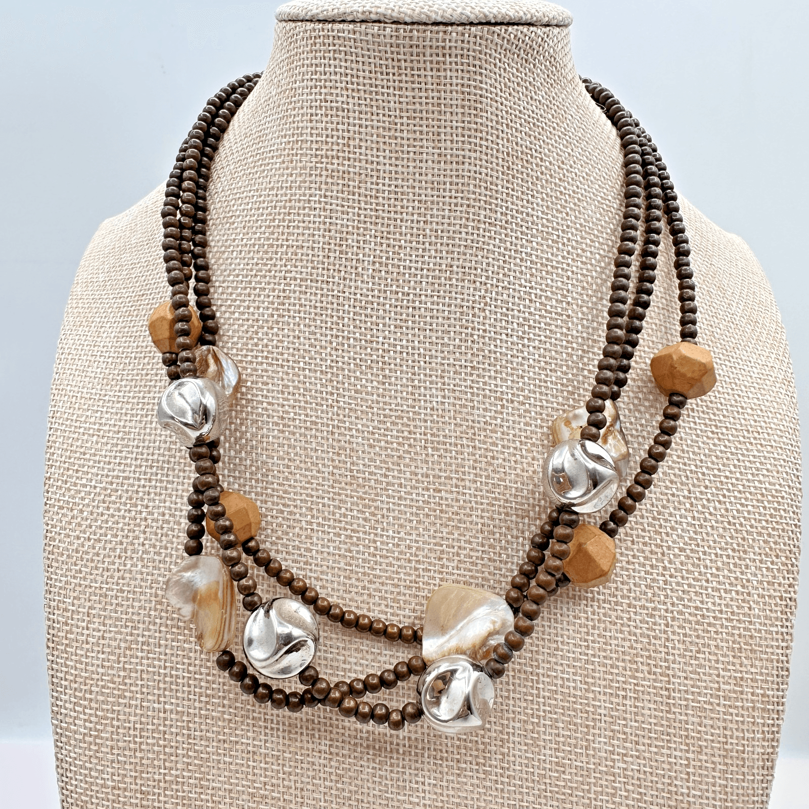 Vintage Y2K Multi Strand Beaded Necklace Boho Statement Women's Classic Jewelry
