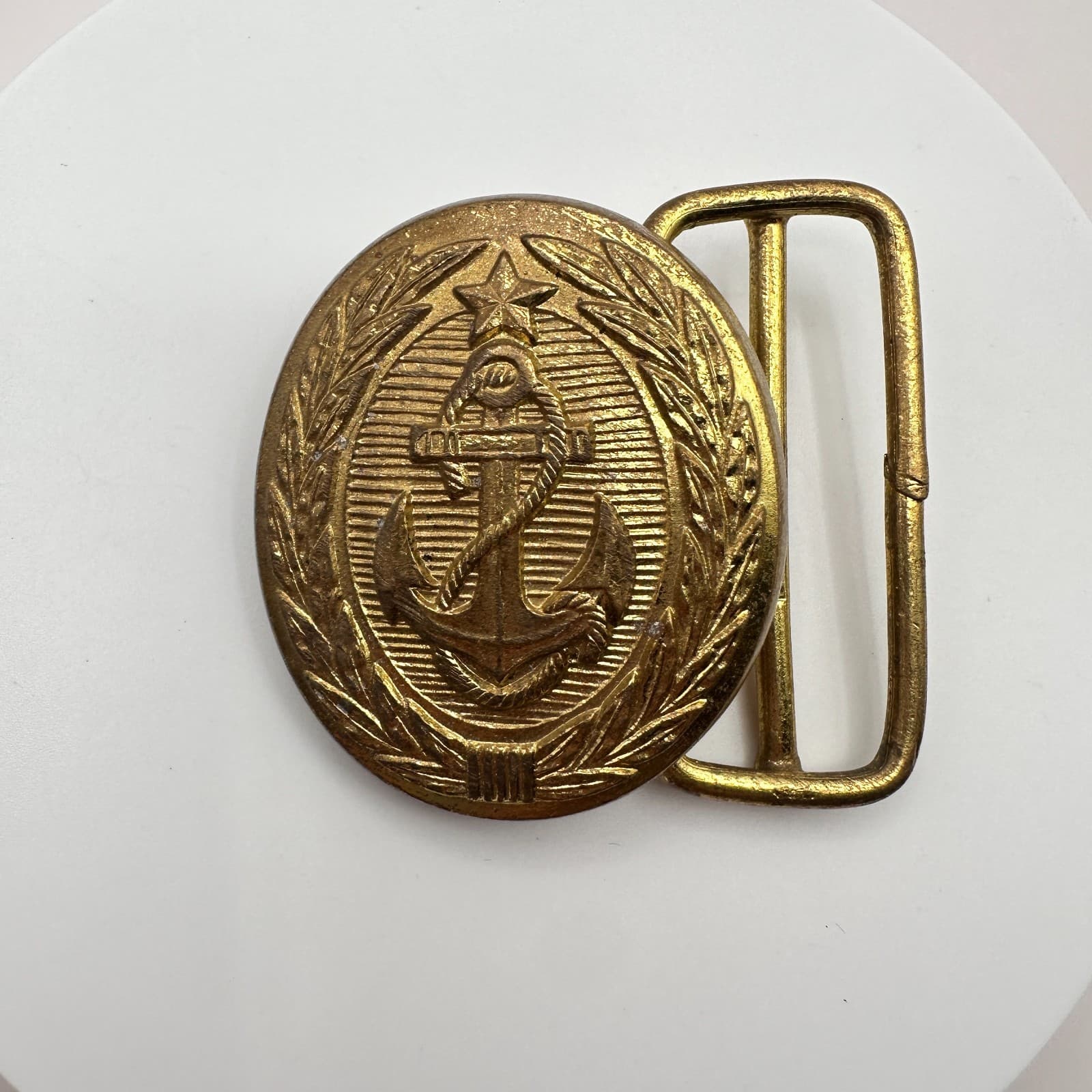 Vintage 80s Soviet Navy Officer Parad Belt Buckle USSR Russian Gold Tone Jewelry