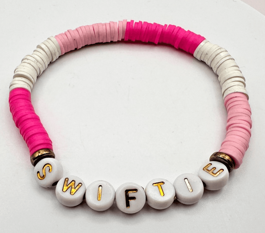 Vintage 90s Taylor Swiftie Heishi Beaded Stretch Bracelet Fashion Jewelry
