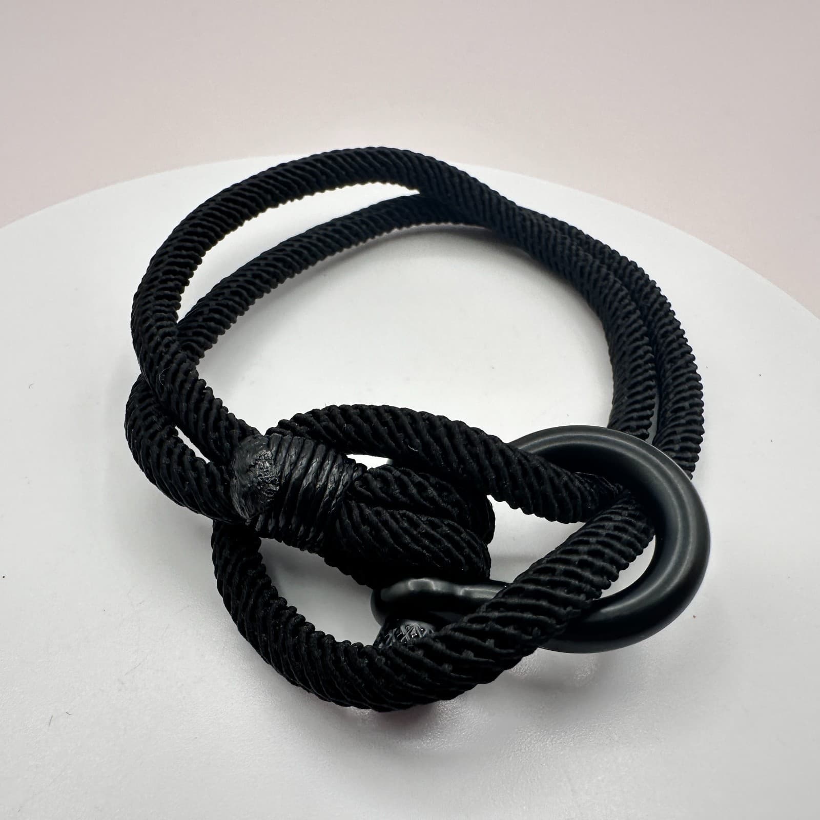 Vintage 80s Black Rope Bracelet Unisex Kids Shackle Nautical Sailor Knot Jewelry