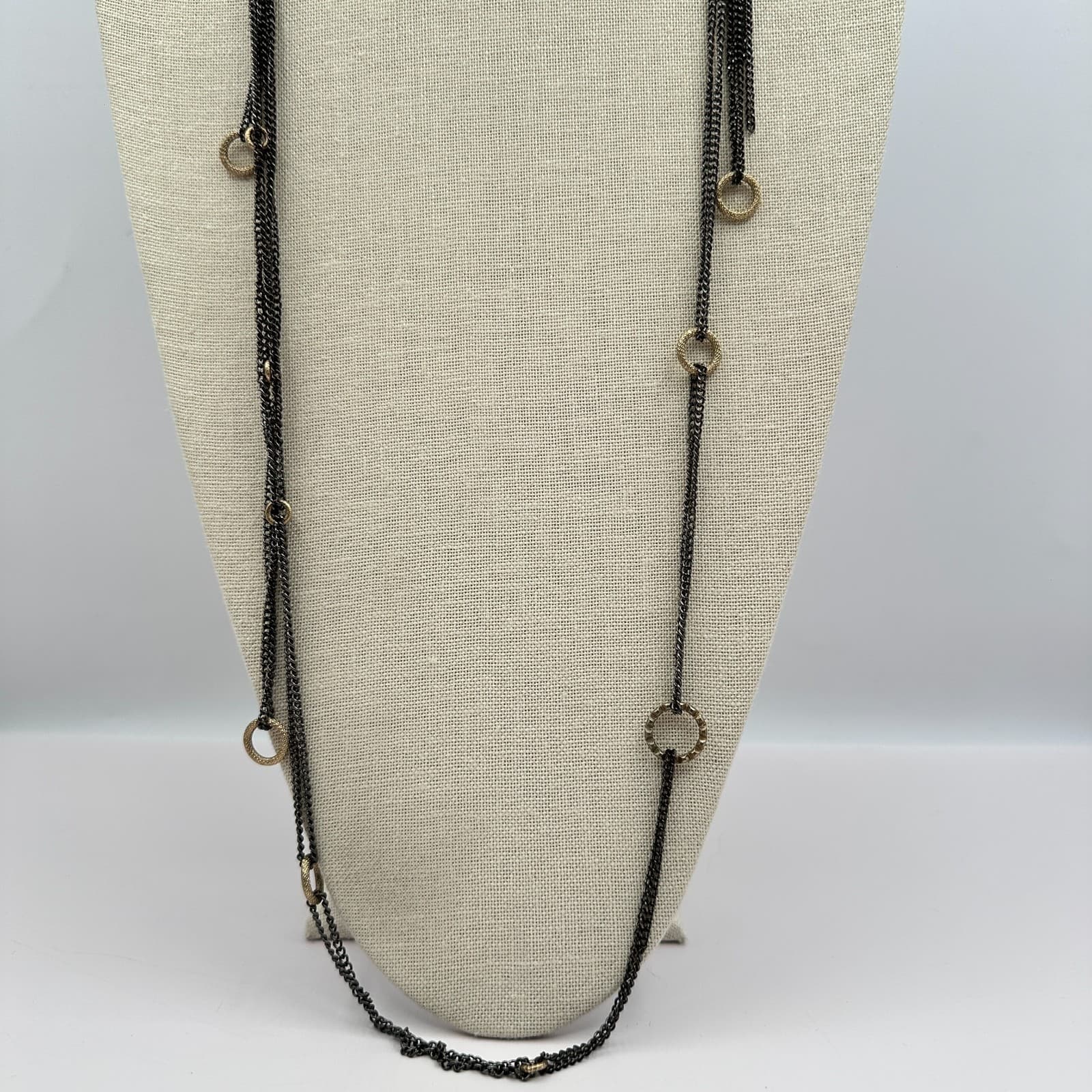 Vintage 90s Black Multi-Strand Cable Chain Necklace Women's Classic Jewelry