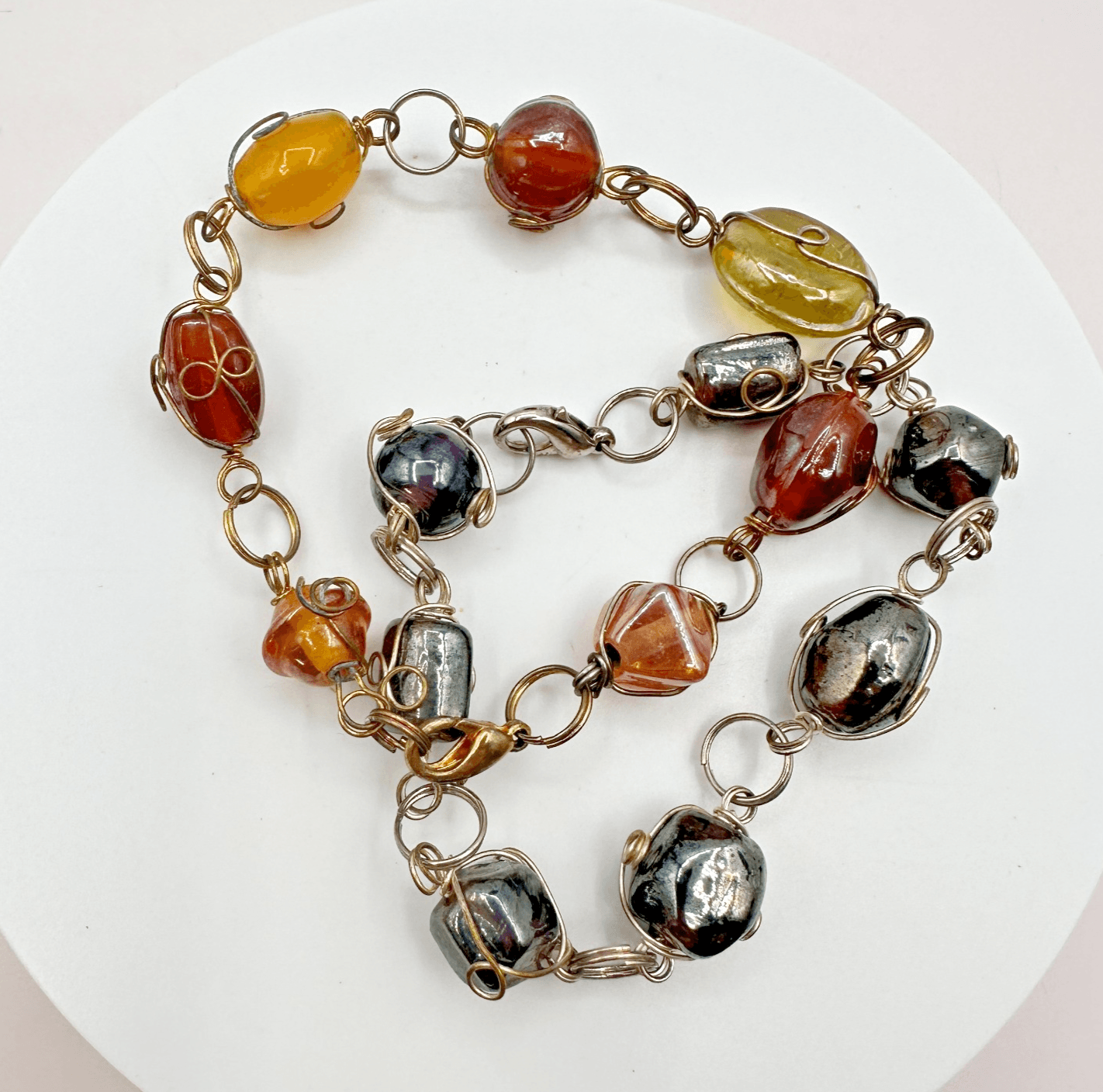 Vintage Y2K Boho Wire Wrapped Beaded Bracelet Set Women's Classic Jewelry