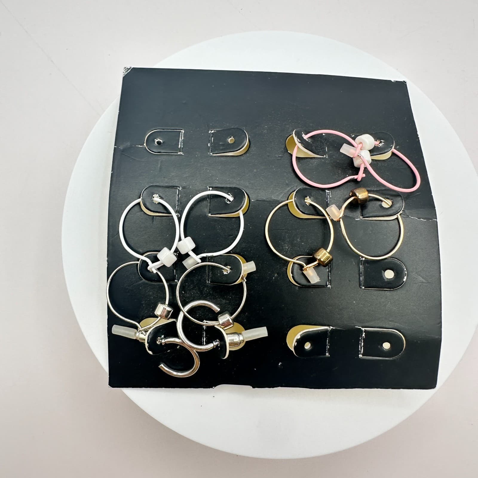 Vintage 90s Hoop Earrings Set Glass Bead Classic Boho Fashion Women's Jewelry