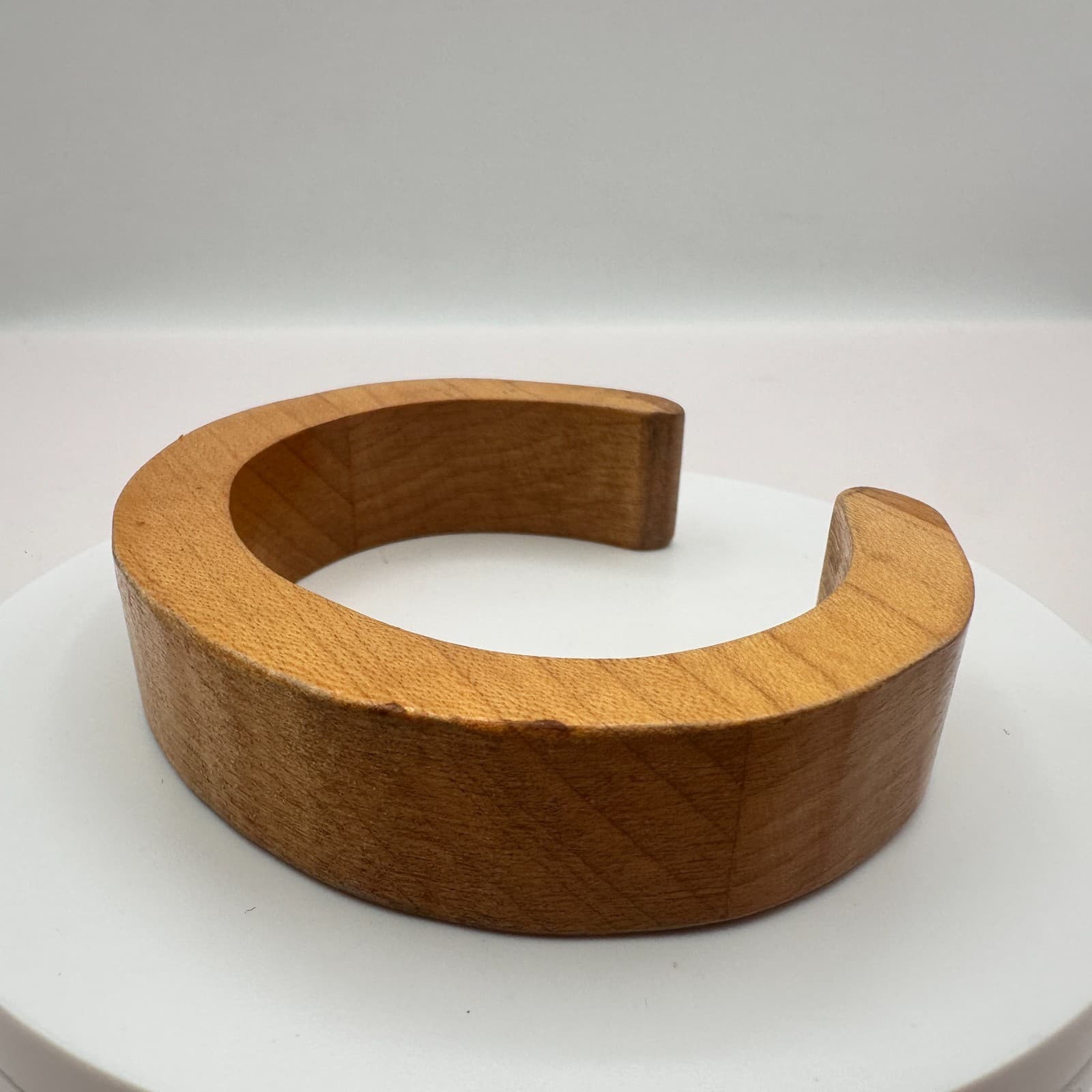 Vintage 90s Brown Wide Natural Wood Cuff Bracelet Boho Chunky Statement Jewelry