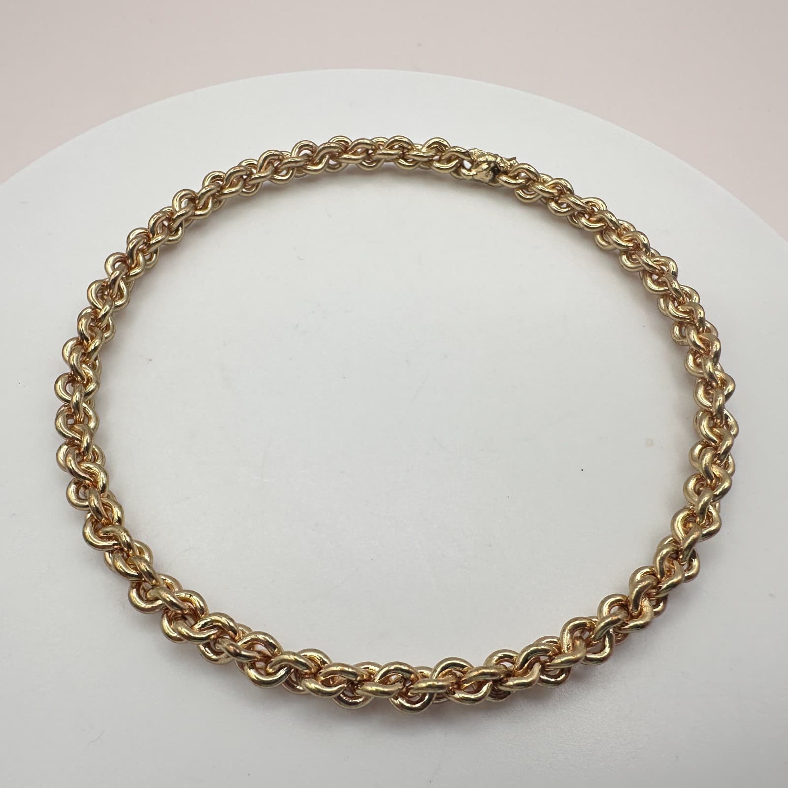 Vintage 90s Gold Tone Double Link Rope Chain Bracelet Women's Classic Jewelry