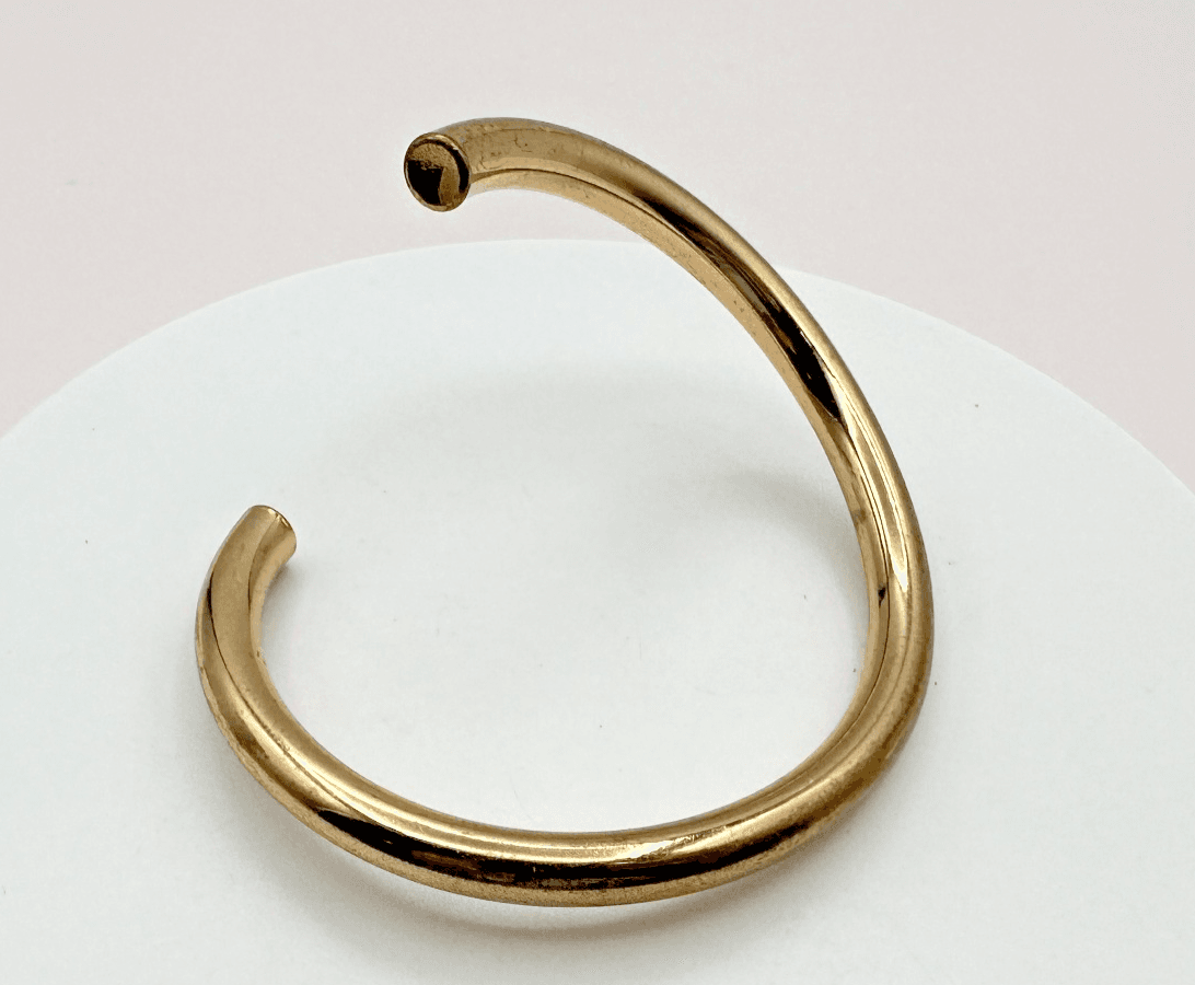 Vintage 90s Sculptural Spiral Cuff Bracelet Gold Tone Minimalist Women's Jewelry
