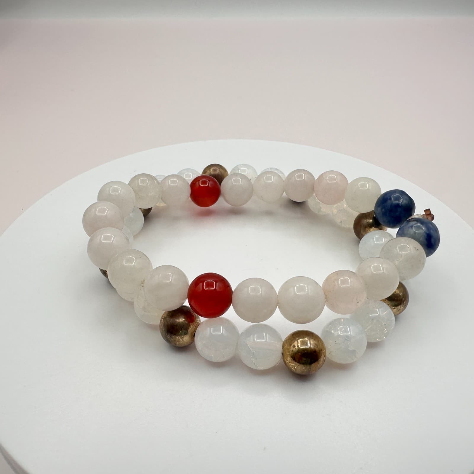 Vintage 90s Glass Beaded Stretch Bracelets Set Boho Classic Fashion Jewelry