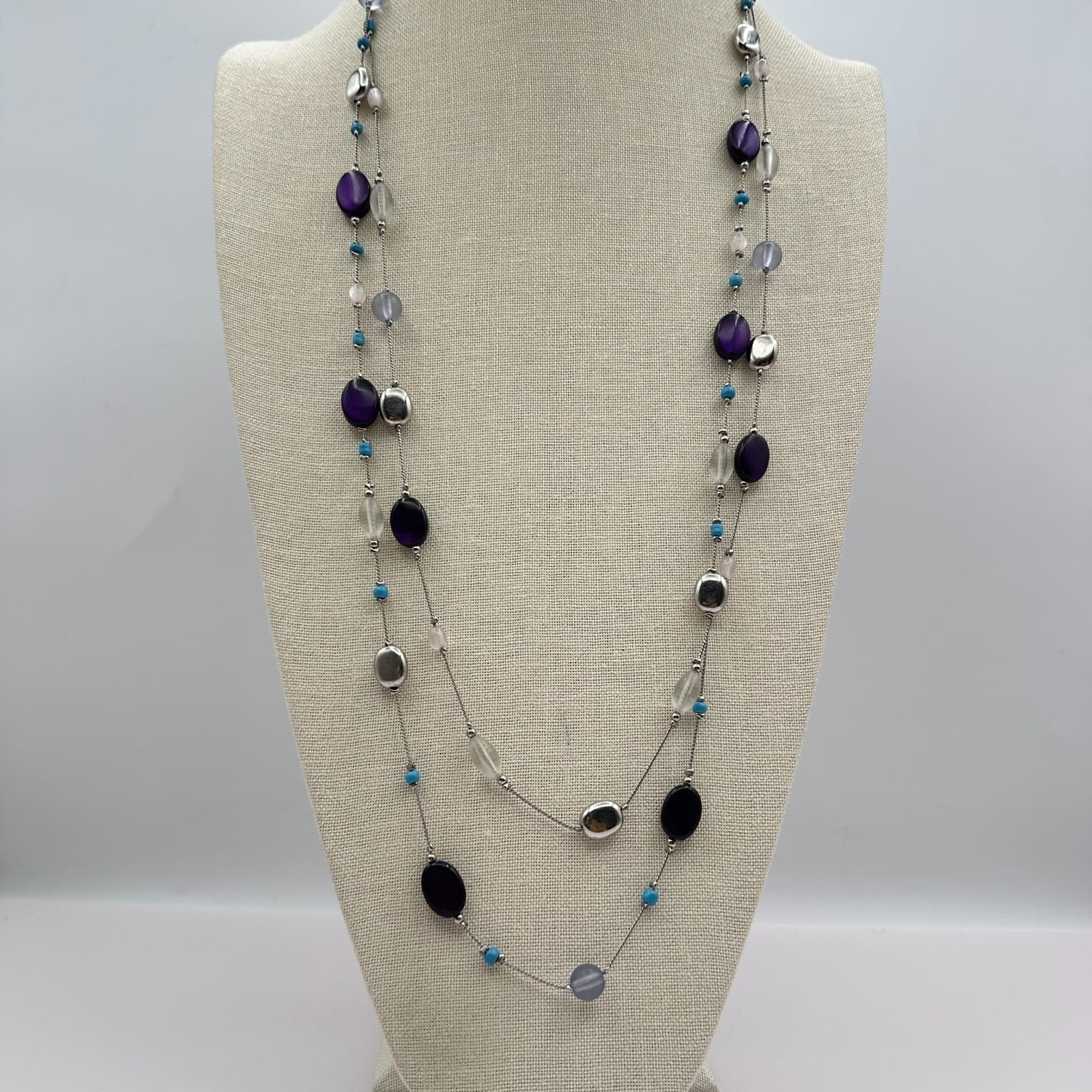 Vintage 90s Y2K Double Strand Beaded Necklace Women's Classic Fashion Jewelry