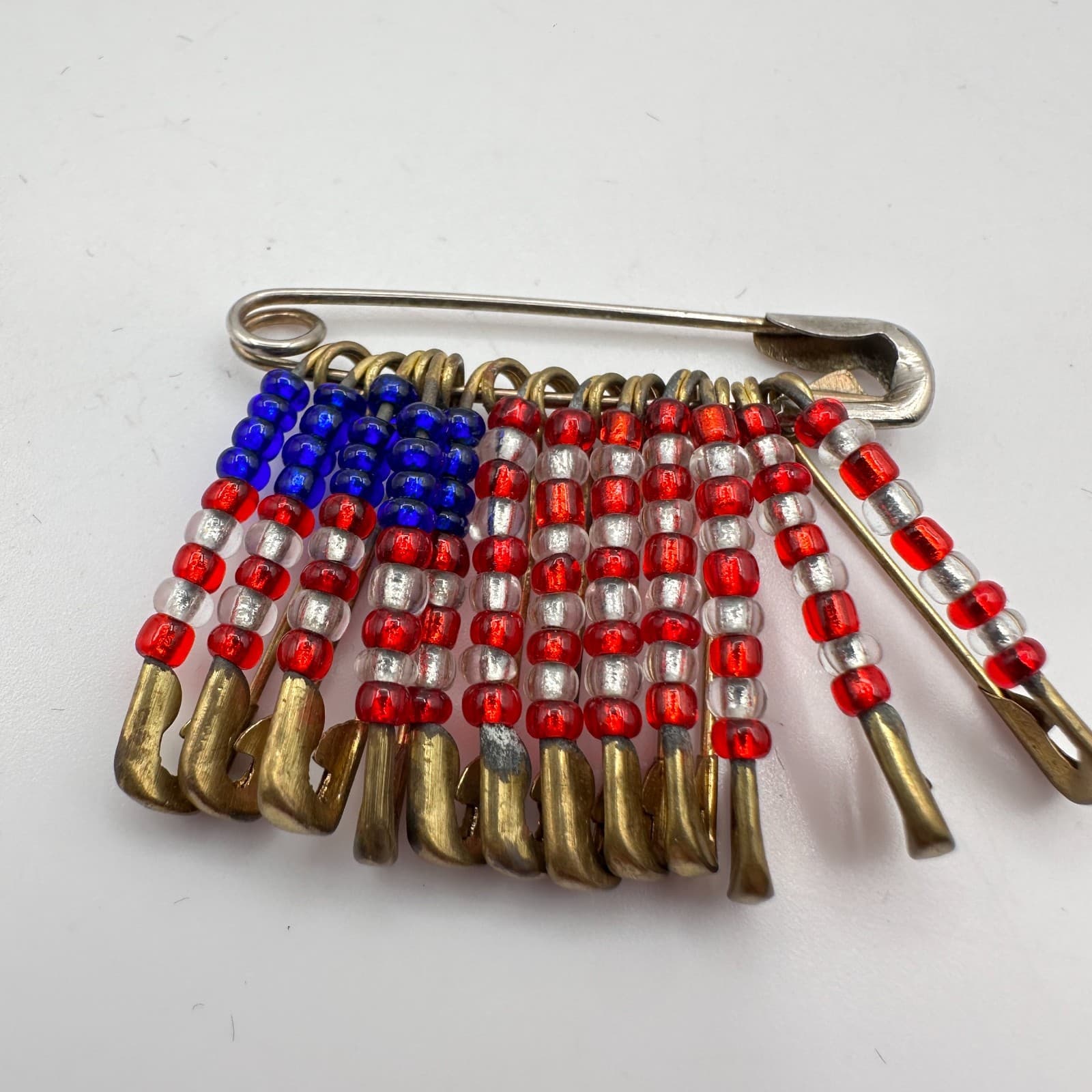 Vintage Y2K American Flag Safety Pins Beaded Women's Classic Fashion Jewelry