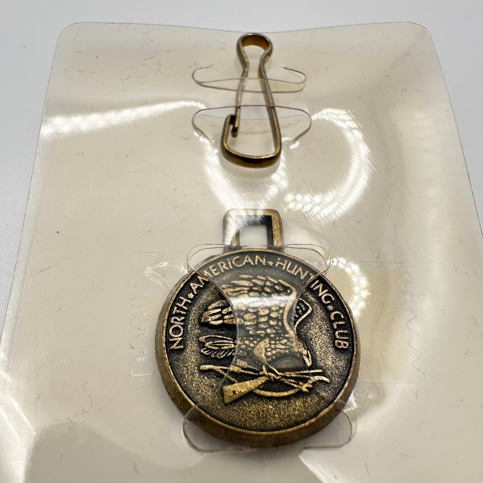 Vintage 90s Bronze Tone North American Hunting Club Eagle Pendant Charm Jewelry