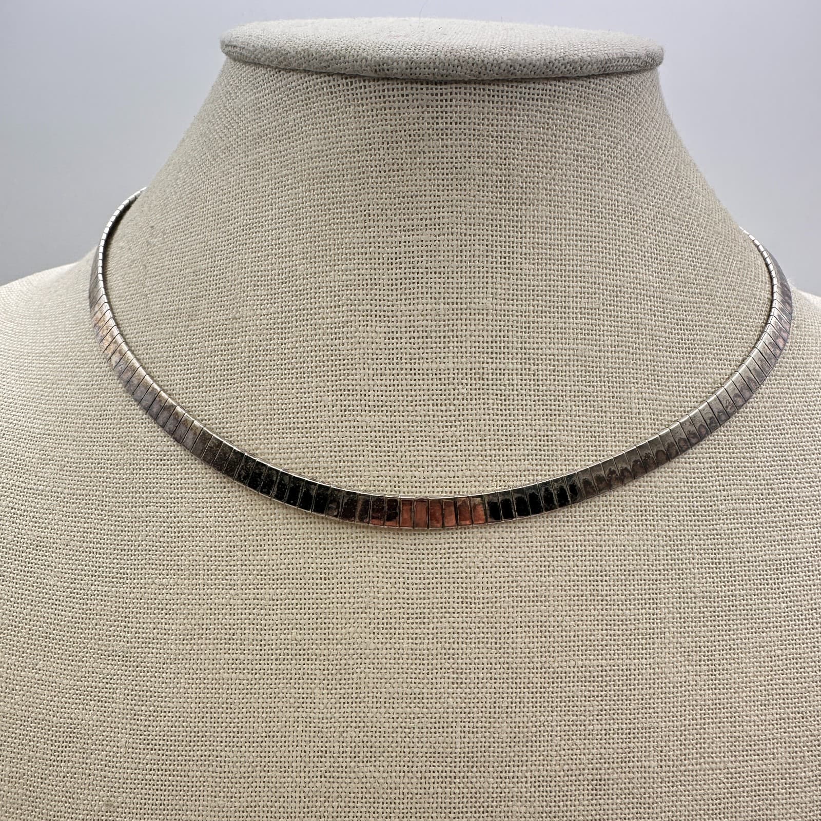 Vintage 90s Silver Tone Omega Chain Necklace Women's Classic Fashion Jewelry