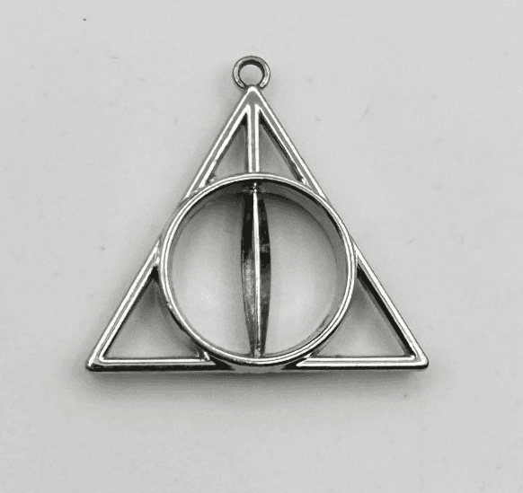 Vintage 90s Harry Potter Deathly Hallows Pendant Silver Tone Fashion Jewelry