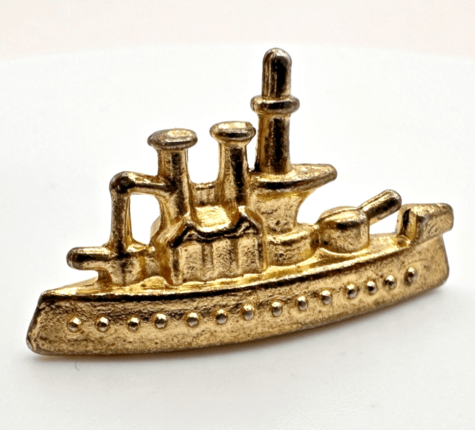 VTG 80s Gold Tone Battleship Monopoly Replacement Part Game Token Piece Pawn