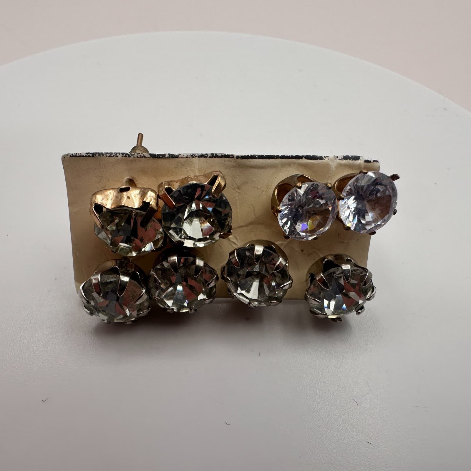 Vintage 90s Clear Glass Earrings Set Statement Classic Fashion Women's Jewelry