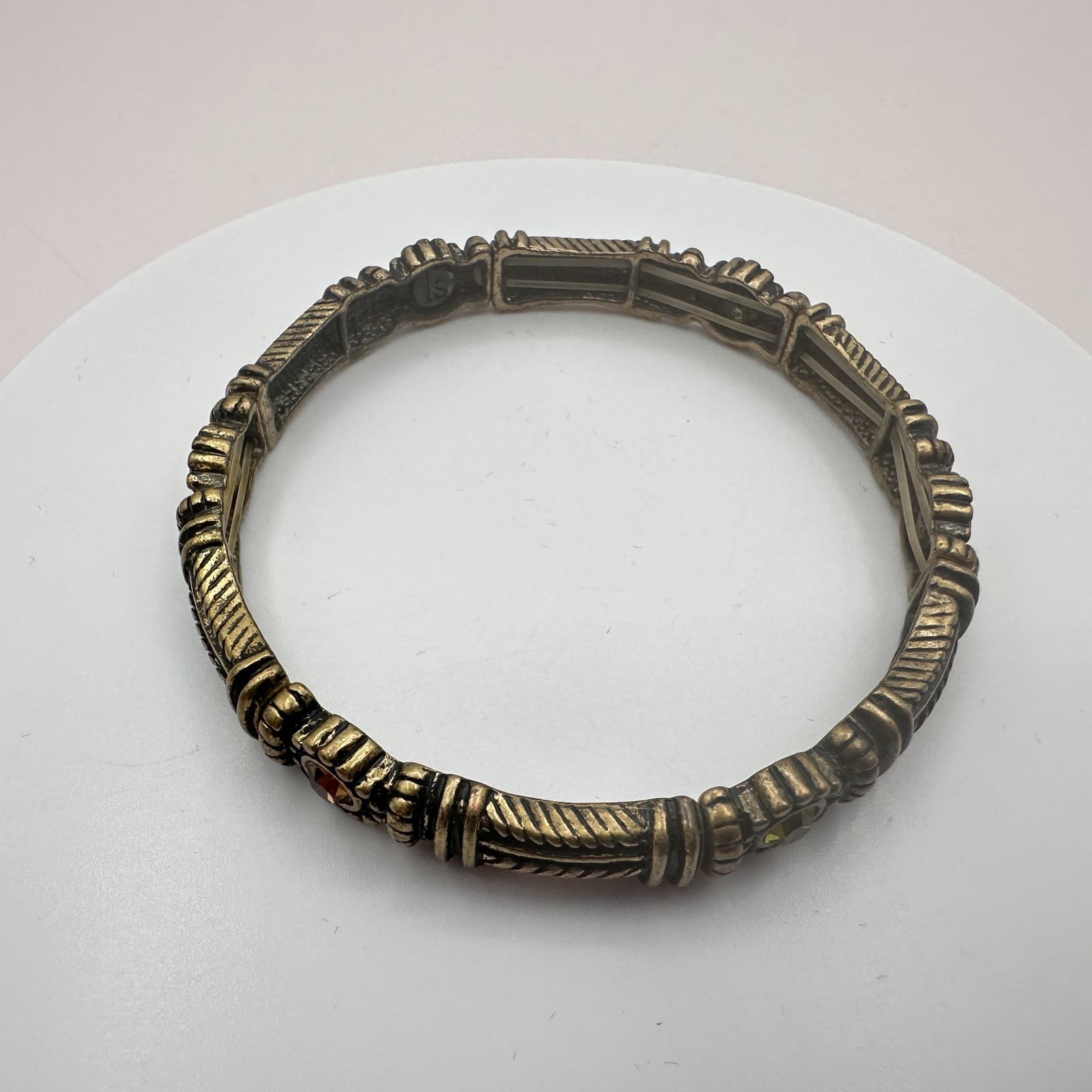Vintage Y2K Gold Tone Rhinestone Bracelet Statement Women's Classic Jewelry