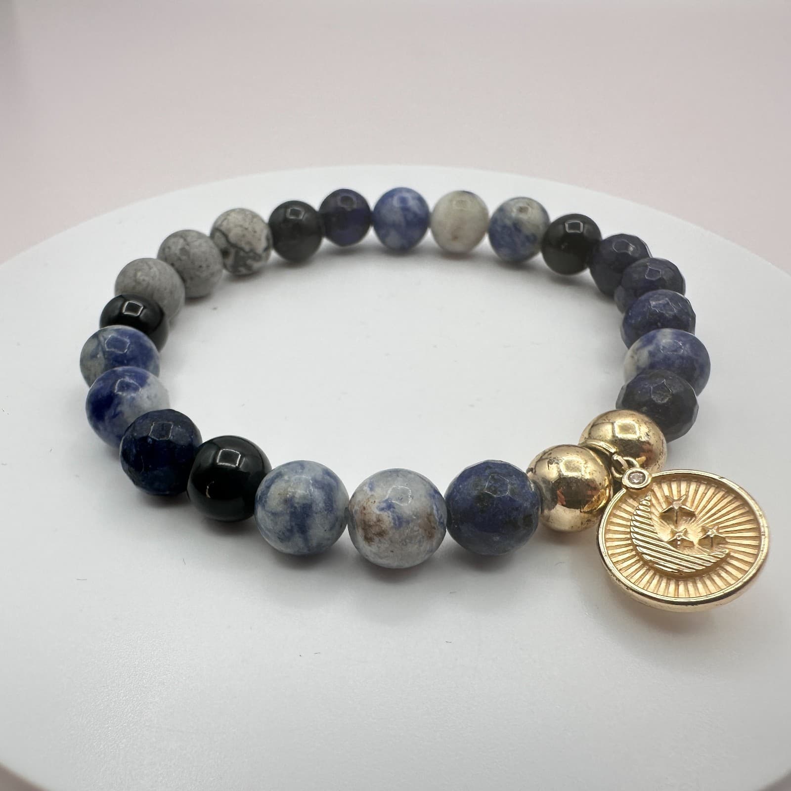 Vintage Y2K Gold Tone Moon Star Charm Beaded Bracelet Women's Classic Jewelry