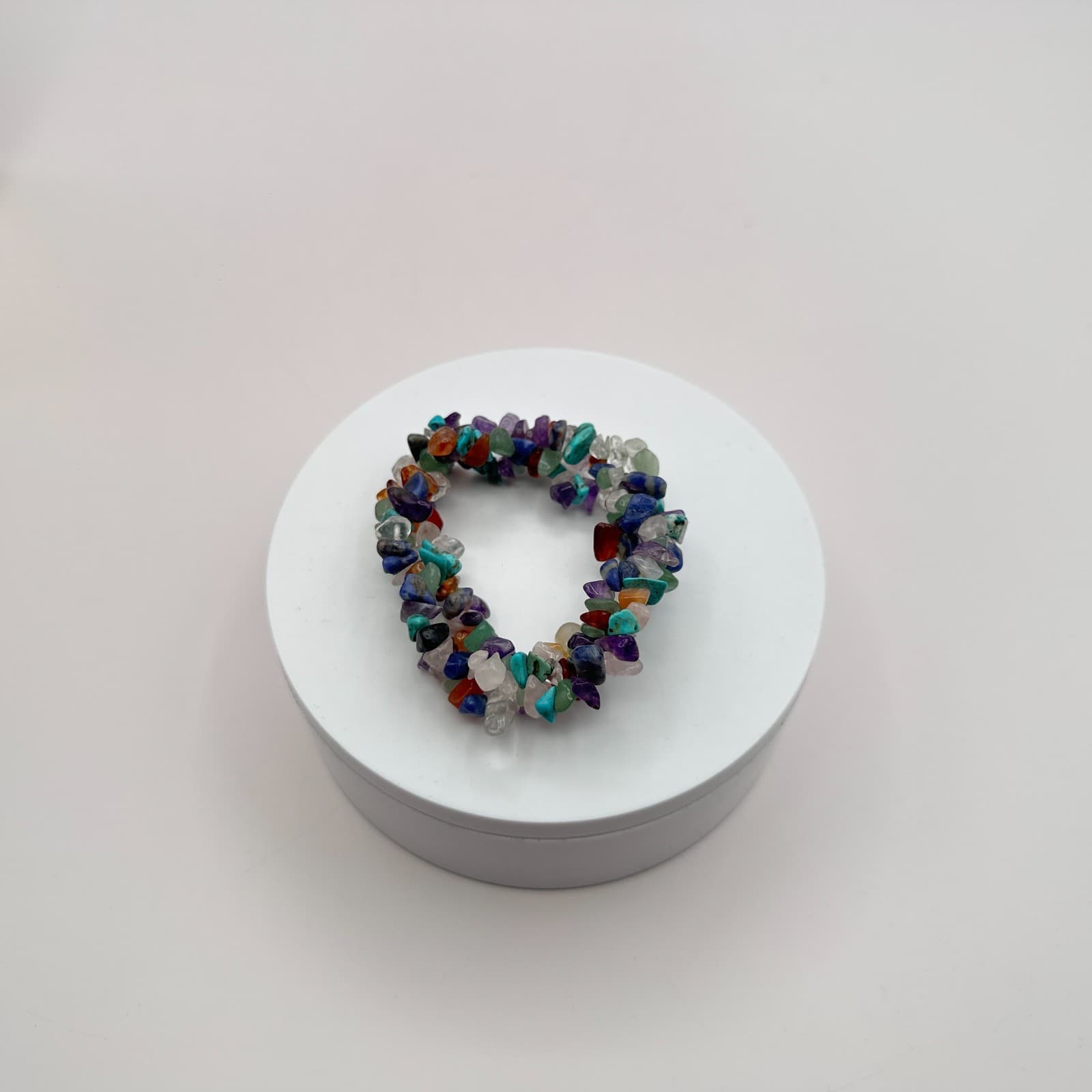 Vintage 70s Boho Stacked Chip Bracelet Amethyst Turquoise Rose Quartz Jewelry