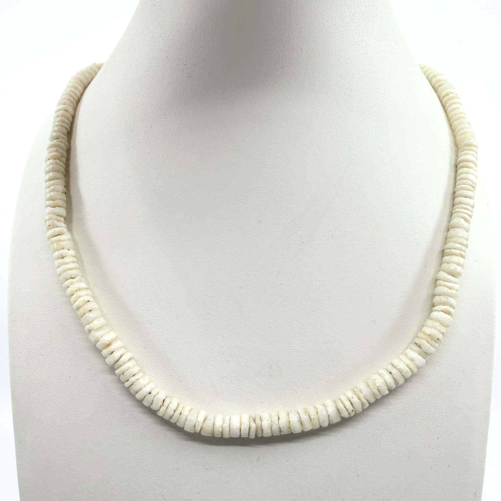 Vintage White Heishi Bead Necklace Cream Shell Strand Choker Statement Boho Y2K
