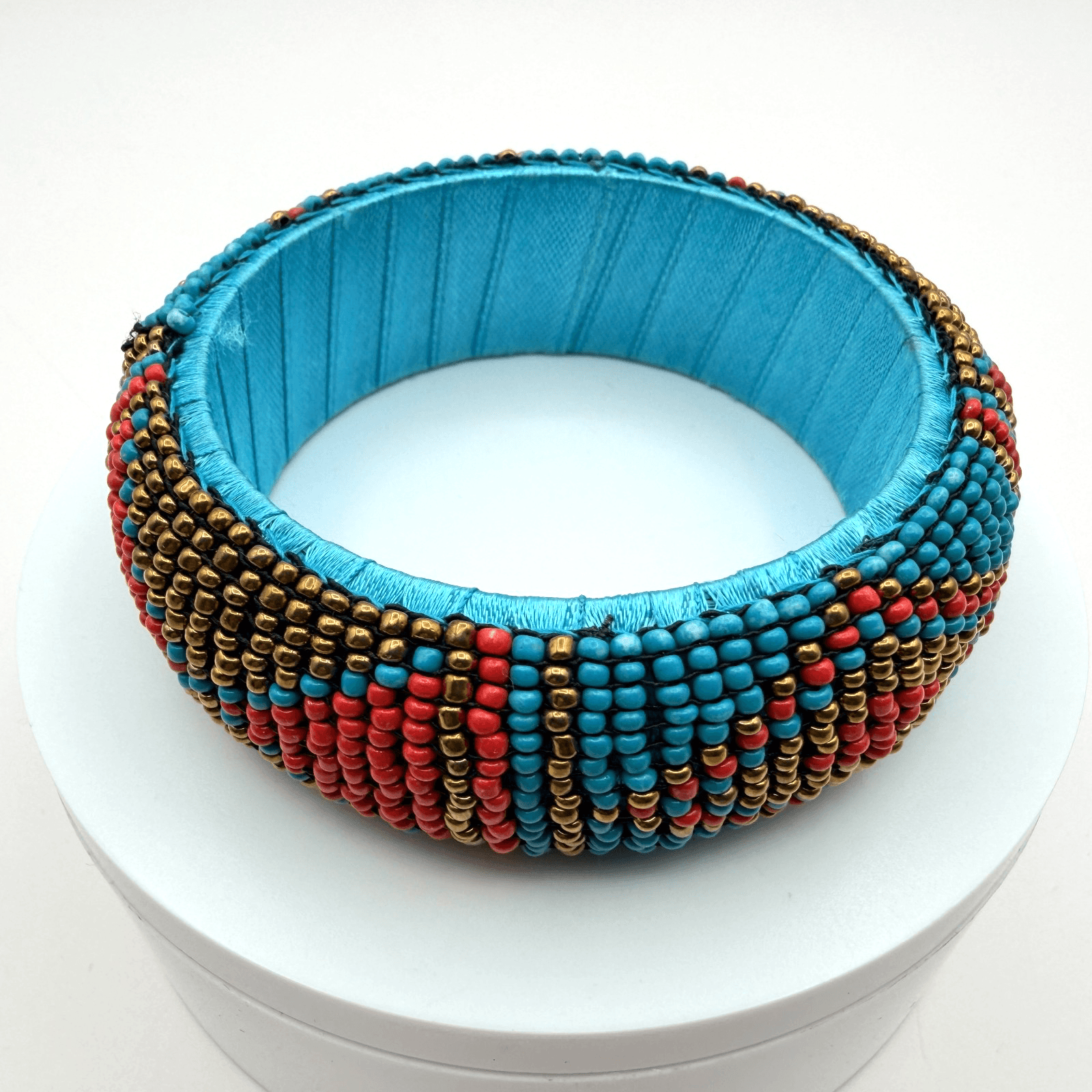 Vintage 90s Bangle Bracelet Seed Beaded Boho Women's Classic Fashion Jewelry