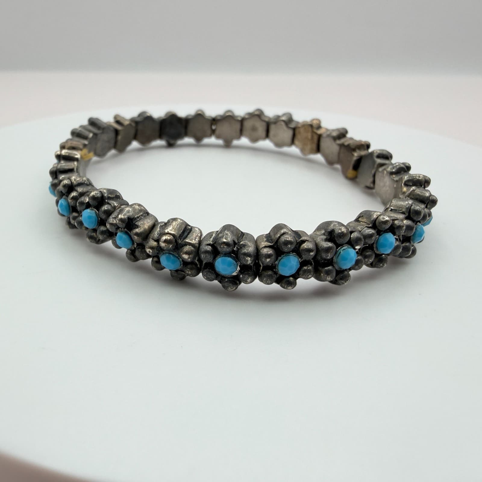 Vintage Y2K Blue Beaded Stretch Bracelet Boho Women's Classic Fashion Jewelry