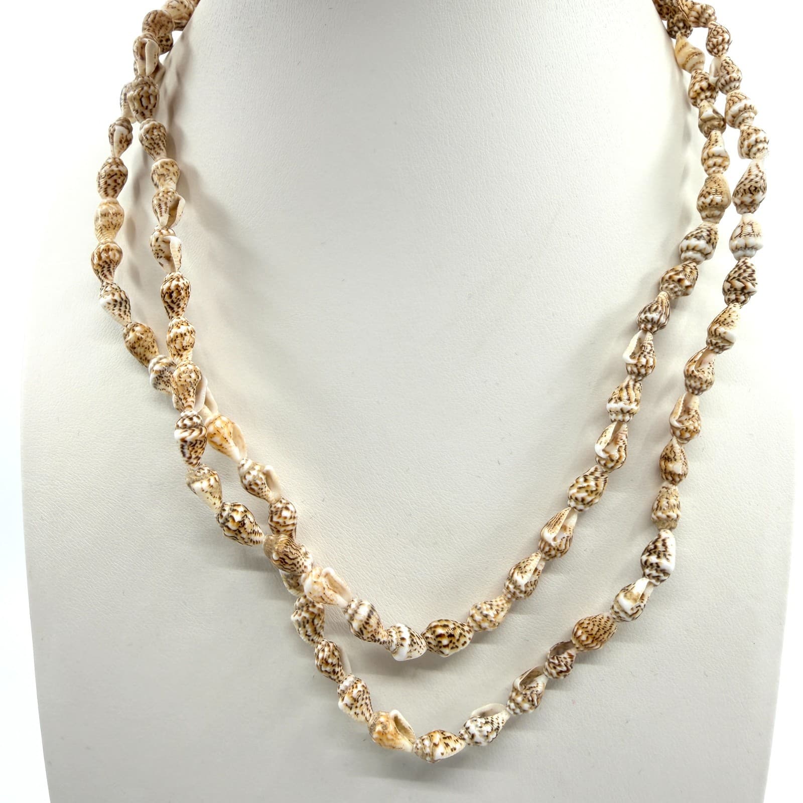 Vintage Shell Necklace Multi Strand Puka Cowrie Hawaiian Beach Boho Retro 90s