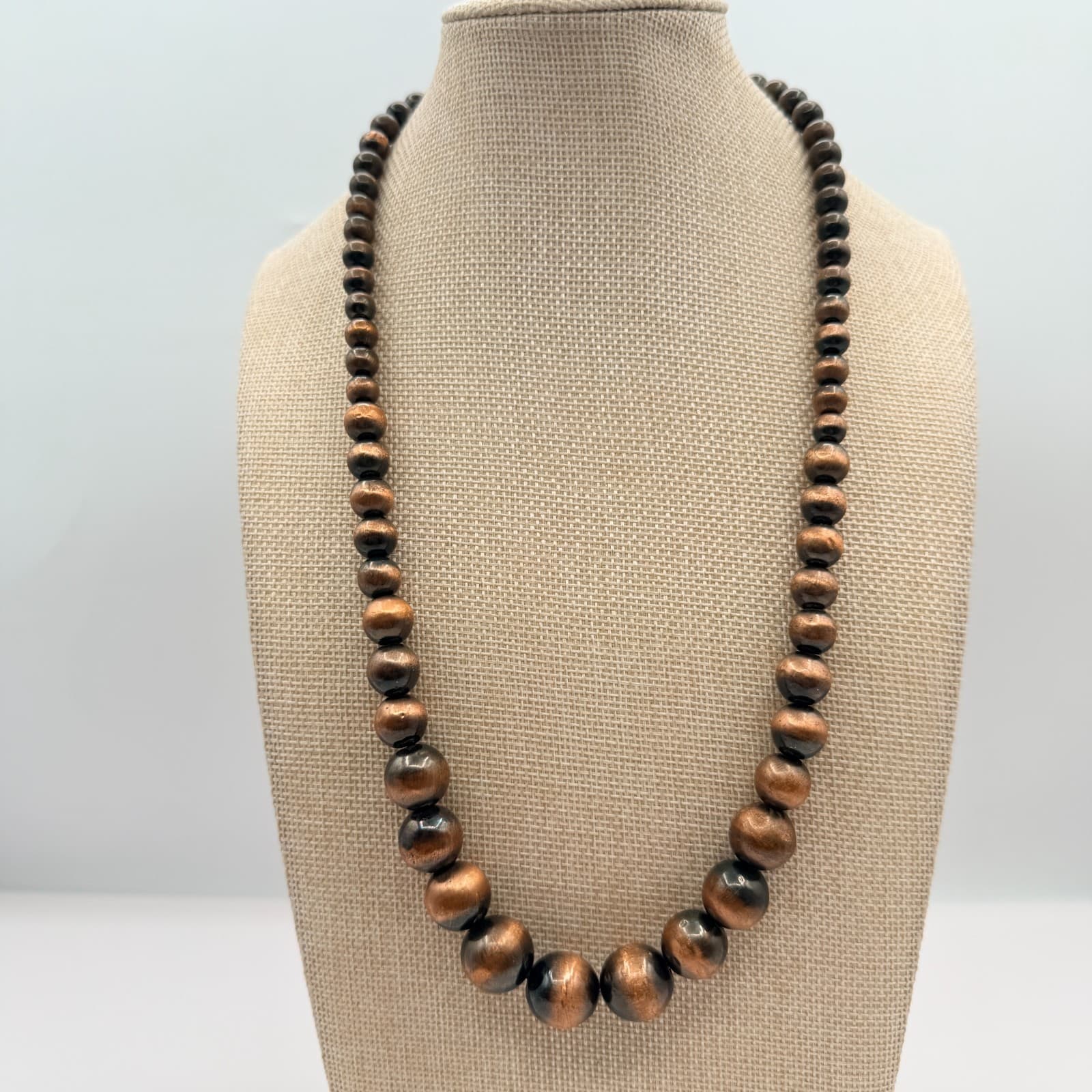 Vintage 90s Silver Tone Round Beaded Necklace Boho Women's Classic Jewelry