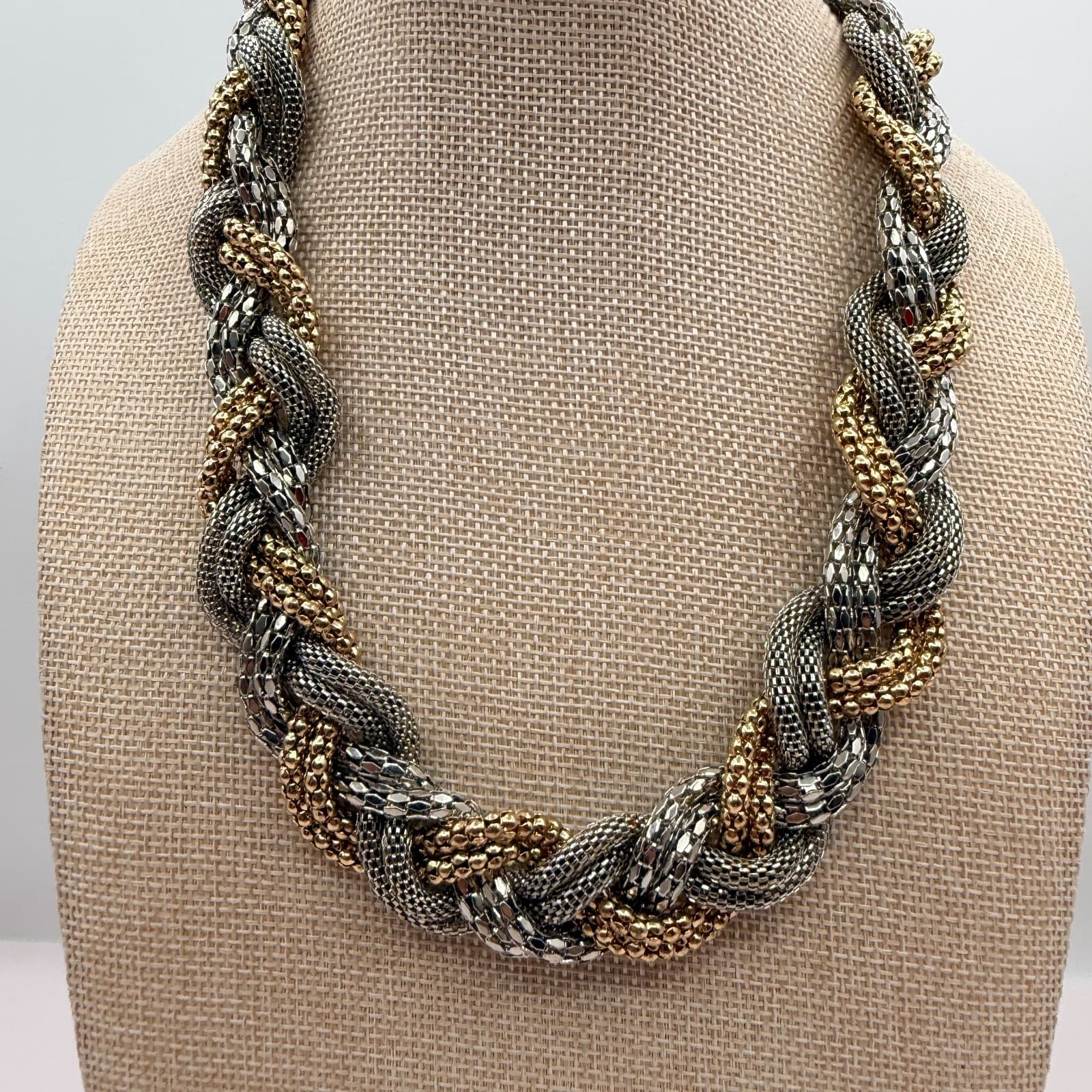 Vintage Y2K Braided Mesh Chain Necklace Statement Women's Classic Jewelry