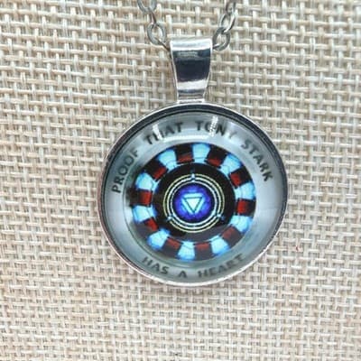 VTG 90s Proof That Tony Stark Has A Heart Iron Man Arc Pendant Necklace Jewelry