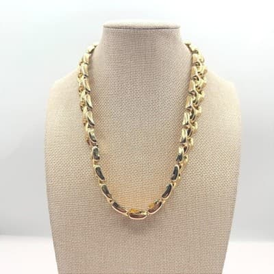 Vintage Y2K Gold Tone Interlocking Link Necklace Statement Women's Jewelry